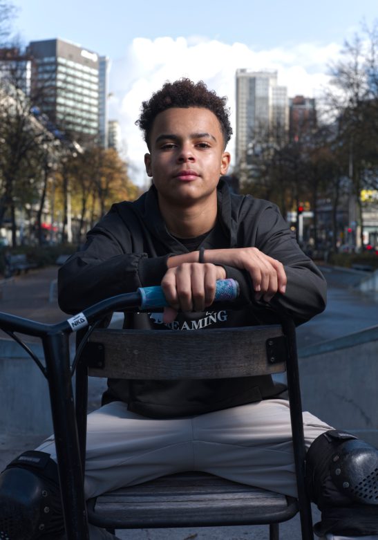 Street portret young man skater rotterdam.