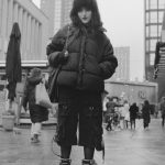 Street portret woman during winter rotterdam.